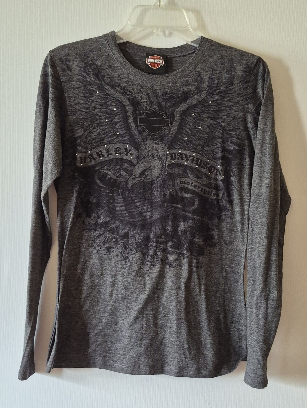 Vintage 2006 Harley-Davidson Skagit Burlington WA Rhinestone Eagle Long Sleeve T